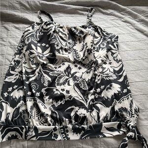 Lane Bryant Black and Tan Floral Swim Top - 28